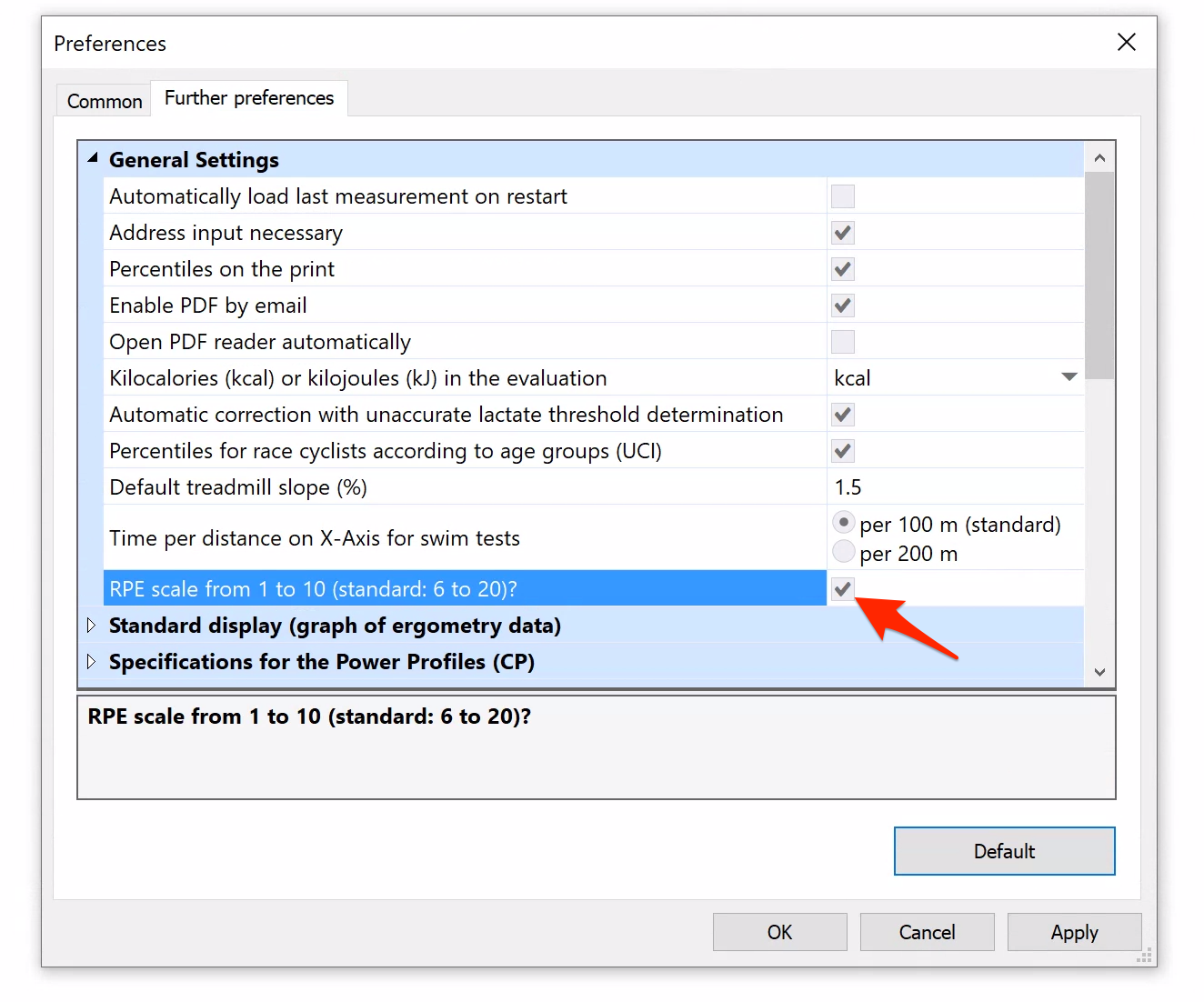 Switch between different scales for RPE